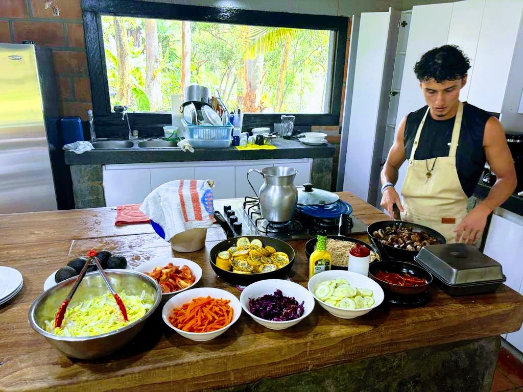 Fresh food prepared at the Colombia Writers Retreat